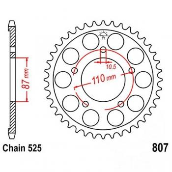 Kettenrad Stahl Teilung 525, Zähne 48