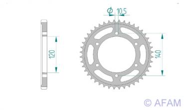 Kettenrad Stahl Teilung 525, Zähne 45