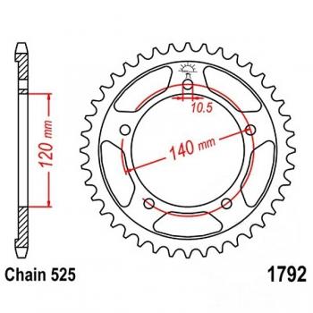 Kettenrad Stahl Teilung 525, Zähne 43