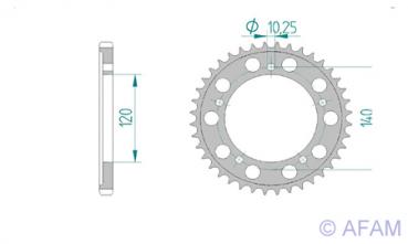 AFAM Kettenrad Alu Teilung 525, Zähne 45