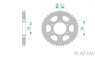 Kettenrad Stahl Teilung 428, Zähne 36