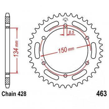 Kettenrad Stahl Teilung 428, Zähne 48