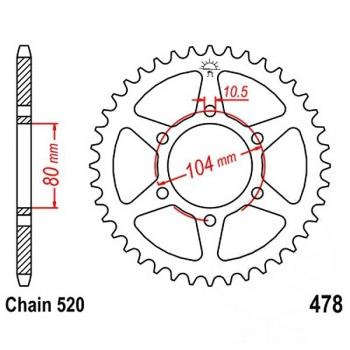 Kettenrad Stahl Teilung 520, Zähne 45