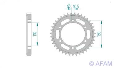 Kettenrad Stahl Teilung 530, Zähne 45