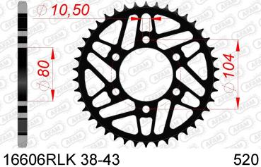 AFAM RLK Kettenrad Stahl Teilung 520, Zähne 43