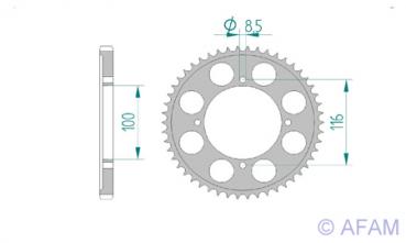 AFAM Schlamm Kettenrad Alu Teilung 428, Zähne 54