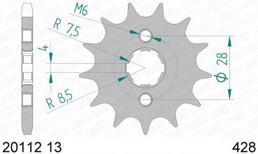 Antriebsritzel, Ritzel Teilung 428, 13 Zähne