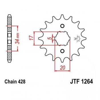 Antriebsritzel, Ritzel Teilung 428, 15 Zähne