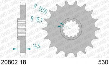Antriebsritzel, Ritzel Teilung 530, 18 Zähne