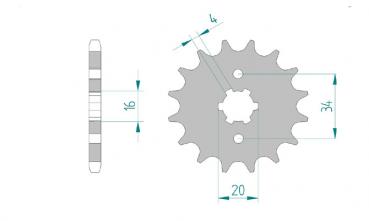 Antriebsritzel, Ritzel Teilung 428, 17 Zähne