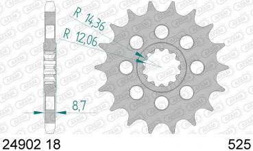 Antriebsritzel, Ritzel Teilung 525, 18 Zähne