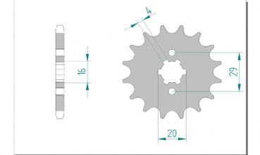 Antriebsritzel, Ritzel Teilung 428, 16 Zähne