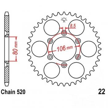 Kettenrad Stahl Teilung 520, Zähne 49