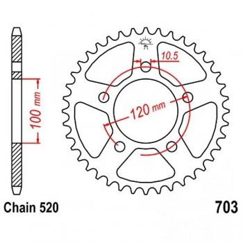 Kettenrad Stahl Teilung 520, Zähne 40