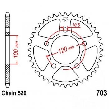 Kettenrad Stahl Teilung 520, Zähne 47