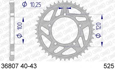 AFAM Kettenrad Alu Teilung 525, Zähne 43