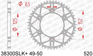 AFAM SLK Kettenrad Stahl Teilung 520, Zähne 50
