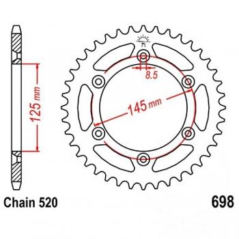 Kettenrad Stahl Teilung 520, Zähne 44