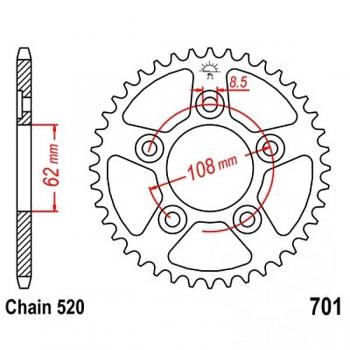 Kettenrad Stahl Teilung 520, Zähne 39