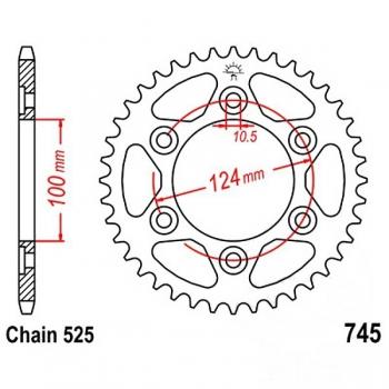 Kettenrad Stahl Teilung 525, Zähne 42