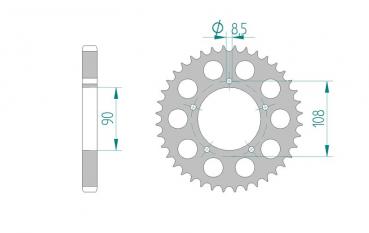 AFAM Kettenrad Alu Teilung 530, Zähne 38