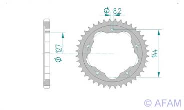 AFAM Kettenrad Alu Teilung 525, Zähne 42