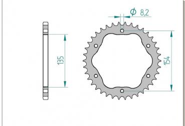 AFAM Kettenrad Alu Teilung 520 PCD1098, Zähne 37