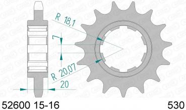 Antriebsritzel, Ritzel Teilung 530, 16 Zähne