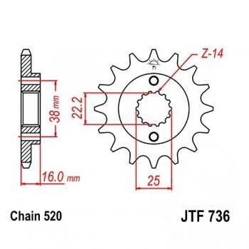 Antriebsritzel, Ritzel Teilung 520, 14 Zähne