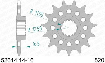 Antriebsritzel, Ritzel Teilung 520, 16 Zähne
