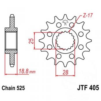 Antriebsritzel, Ritzel Teilung 525, 19 Zähne