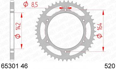 Kettenrad Stahl Teilung 520, Zähne 46