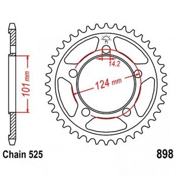 Kettenrad Stahl Teilung 525, Zähne 38