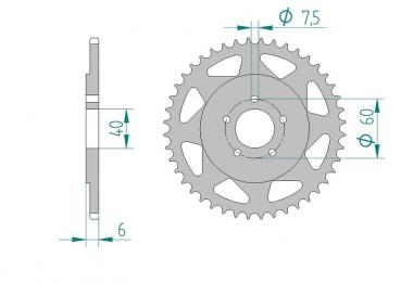 Kettenrad Alu Teilung 415 KTM 50 SX, Zähne 44