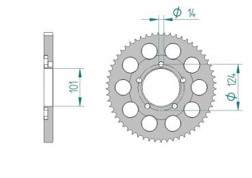 AFAM Kettenrad Alu Teilung 525, Zähne 42