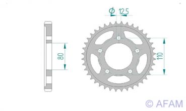 Kettenrad Stahl Teilung 530, Zähne 44