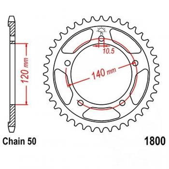 Kettenrad Stahl Teilung 530, Zähne 40