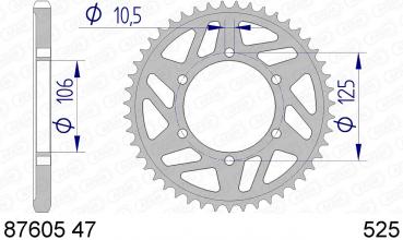 AFAM Kettenrad Alu Teilung 525, Zähne 47