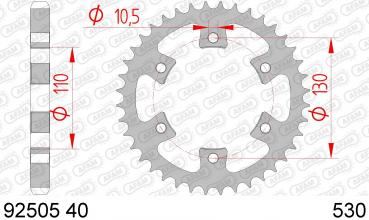 Kettenrad Stahl Teilung 530, Zähne 40