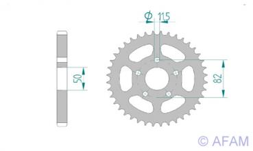 Kettenrad Stahl Teilung 530, Zähne 48