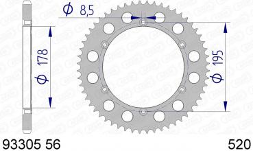 AFAM Kettenrad Alu Teilung 520, Zähne 56