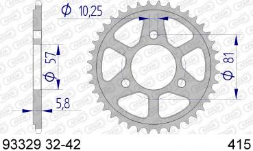 Kettenrad Alu Teilung 415, Zähne 42