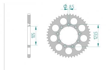 AFAM Kettensatz Alu, TM EN 125 Enduro, mit A520XRR3-G Kette