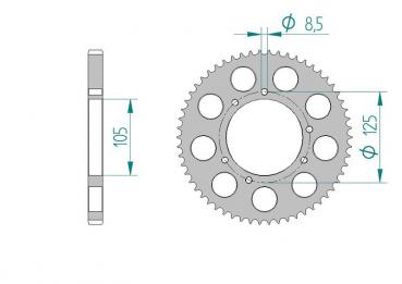 AFAM Kettensatz, HM-HONDA CRM F 125 RR 4T, mit A428MX-G Kette