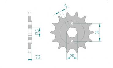 AFAM Kettensatz Alu, HONDA CRF 150 F 6, mit A520MR2-G Kette
