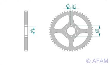 AFAM Kettensatz, YAMAHA LB 50 Chappy, mit A420M Kette