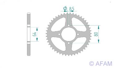 AFAM Kettensatz, YAMAHA PW 80, mit A420R1-G-84 Kette