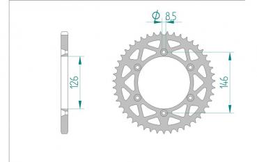 AFAM Kettensatz Alu, SUZUKI RM-Z 450 K5, mit A520MX4-G Kette