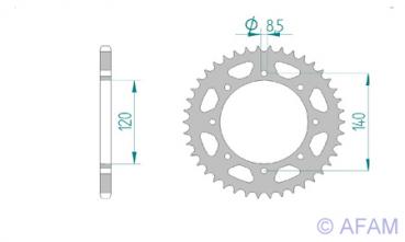 AFAM Kettensatz, KAWASAKI BJ 250 F1, mit A520XLR2 Kette