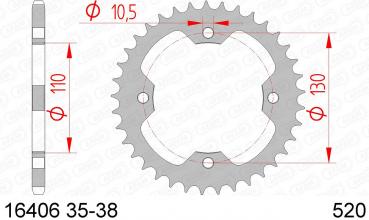 AFAM Kettensatz, KAWASAKI KFX 450 R B8F, mit A520XRR3-G Kette